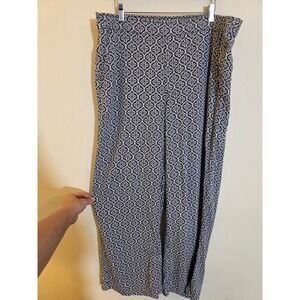 Old Navy Playa Wide Leg Tile Pants Black White Medallion Print Smocked XL